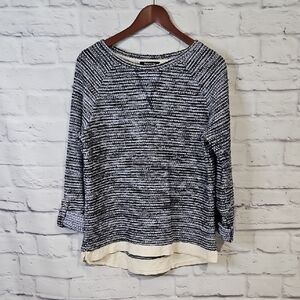 Relativity Navy and Cream Striped Sweater
